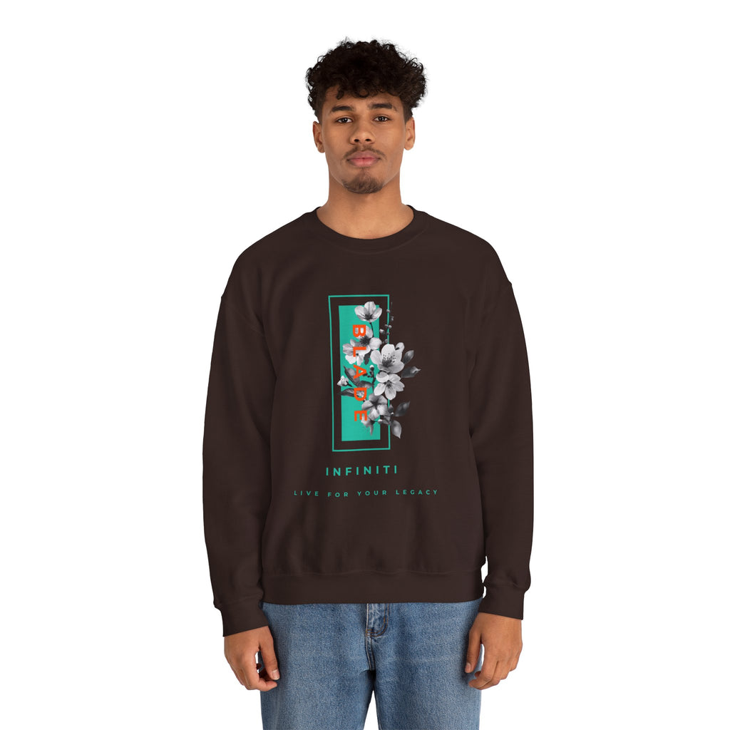 Bloom Bae Teal/Orange Floral Unisex Crewneck Sweater