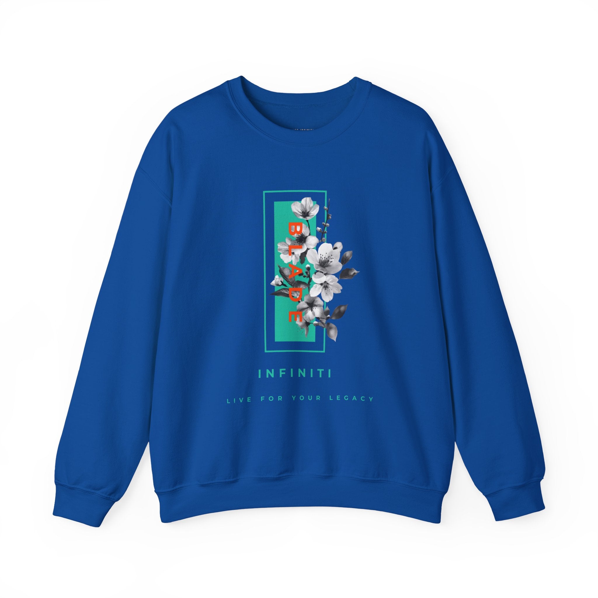 Bloom Bae Teal/Orange Floral Unisex Crewneck Sweater