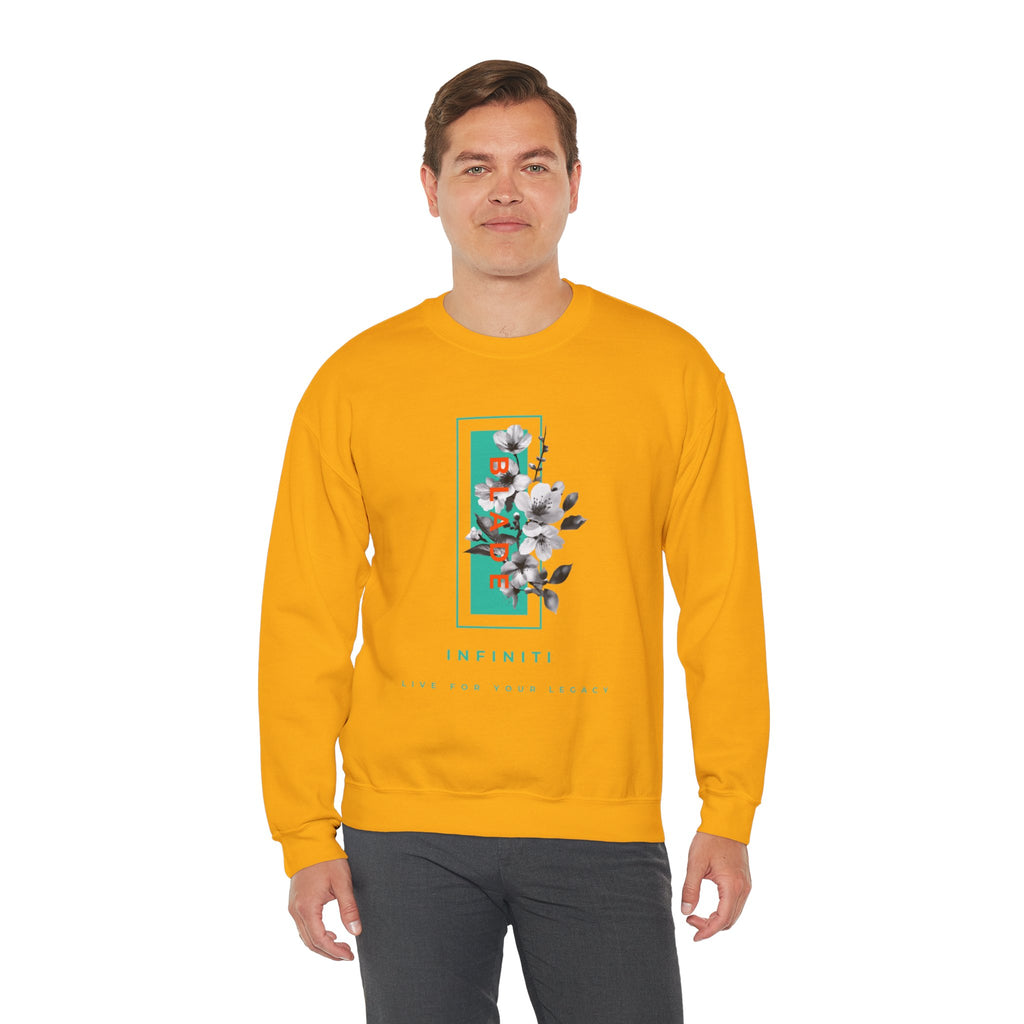 Bloom Bae Teal/Orange Floral Unisex Crewneck Sweater