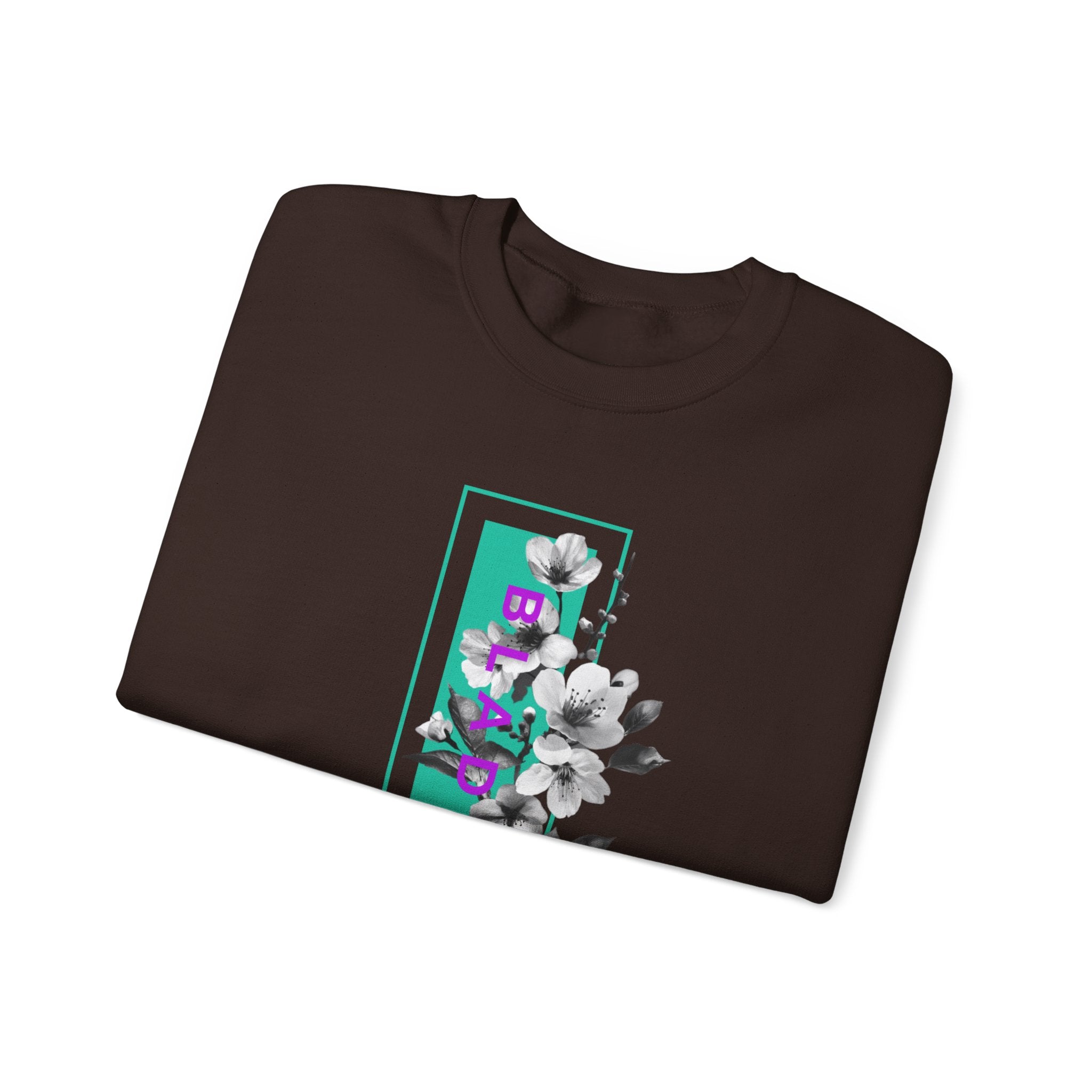 Bloom Bae Teal/Purple Floral Unisex Crewneck Sweater