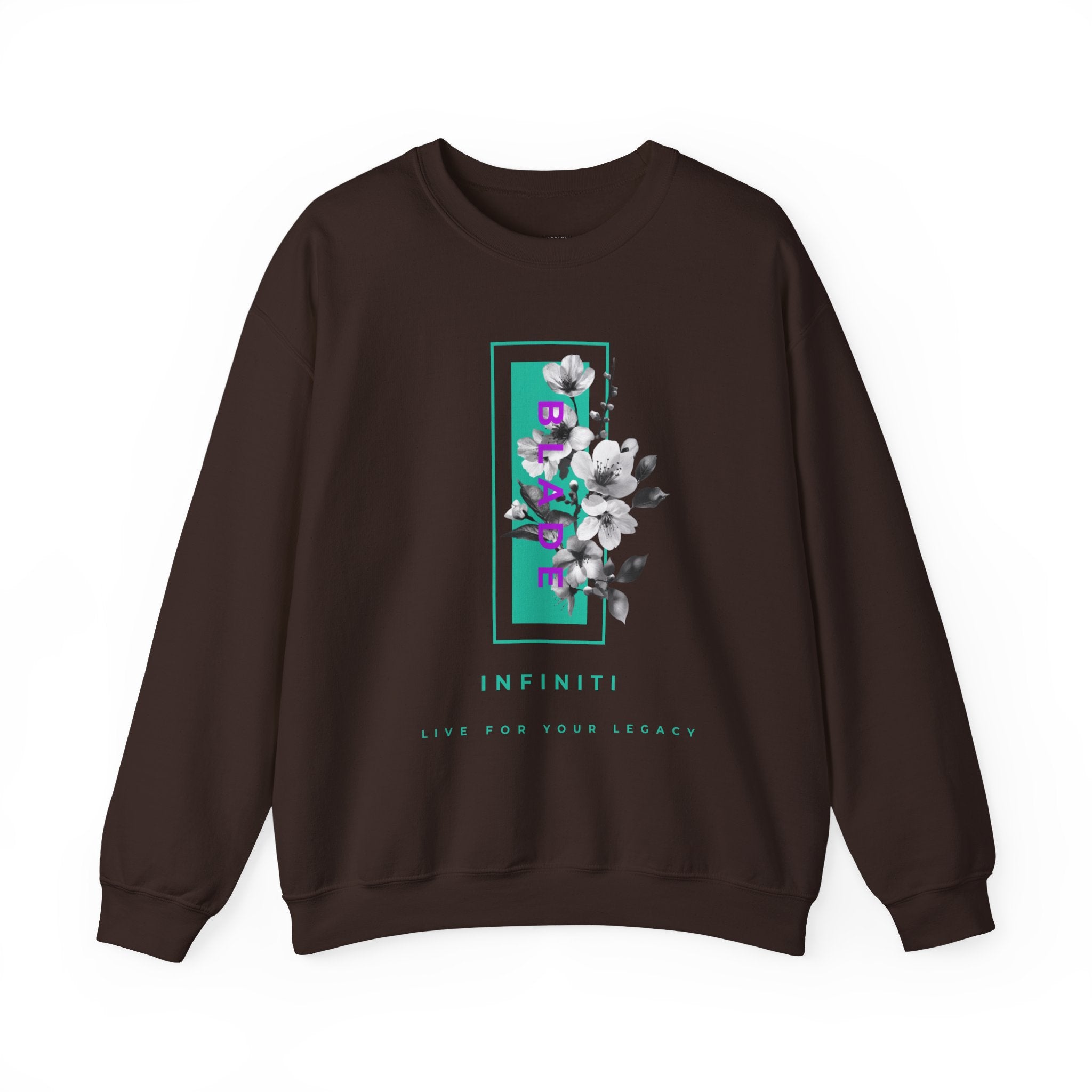 Bloom Bae Teal/Purple Floral Unisex Crewneck Sweater