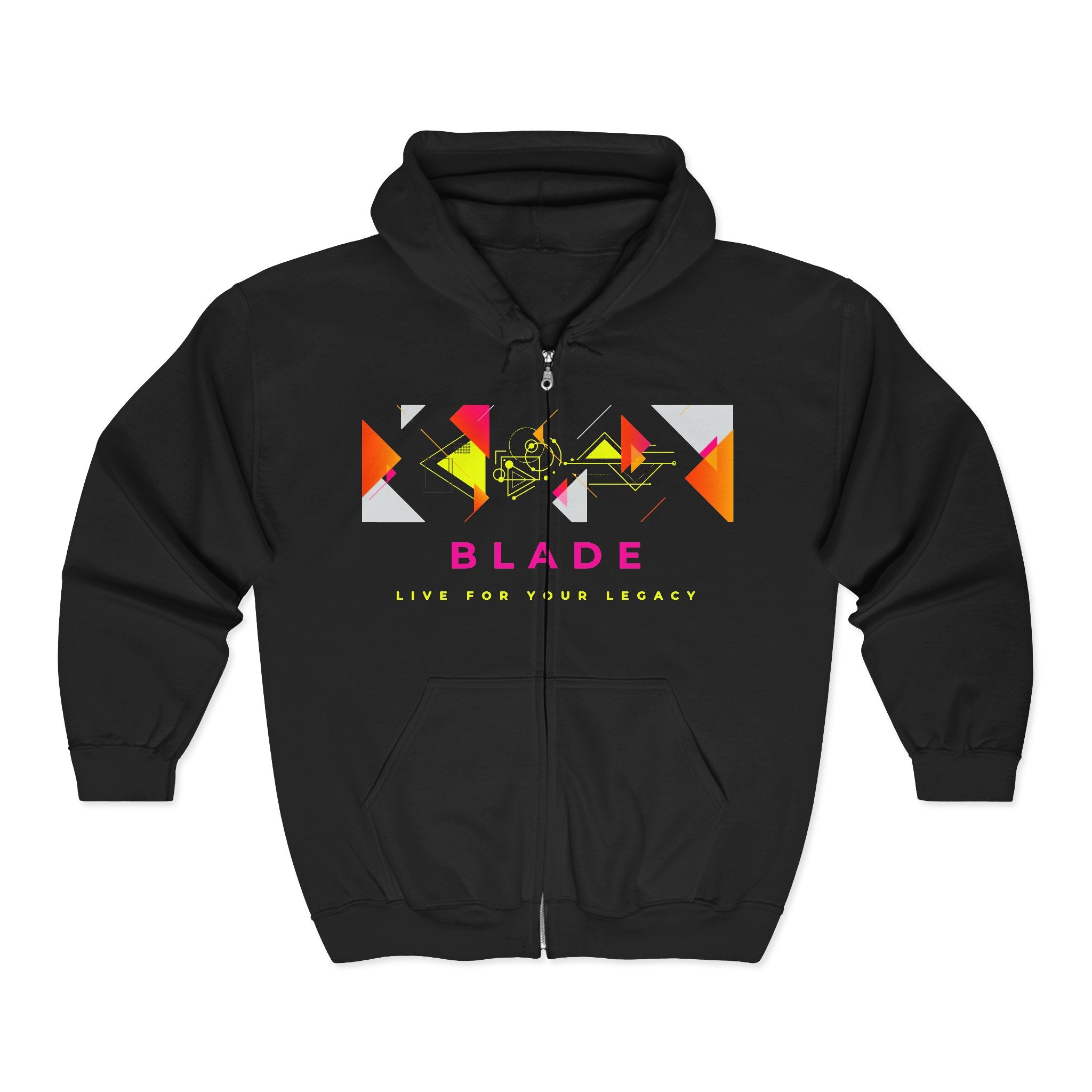 Geometric Odyssey Pink/Green Zip Hoodie