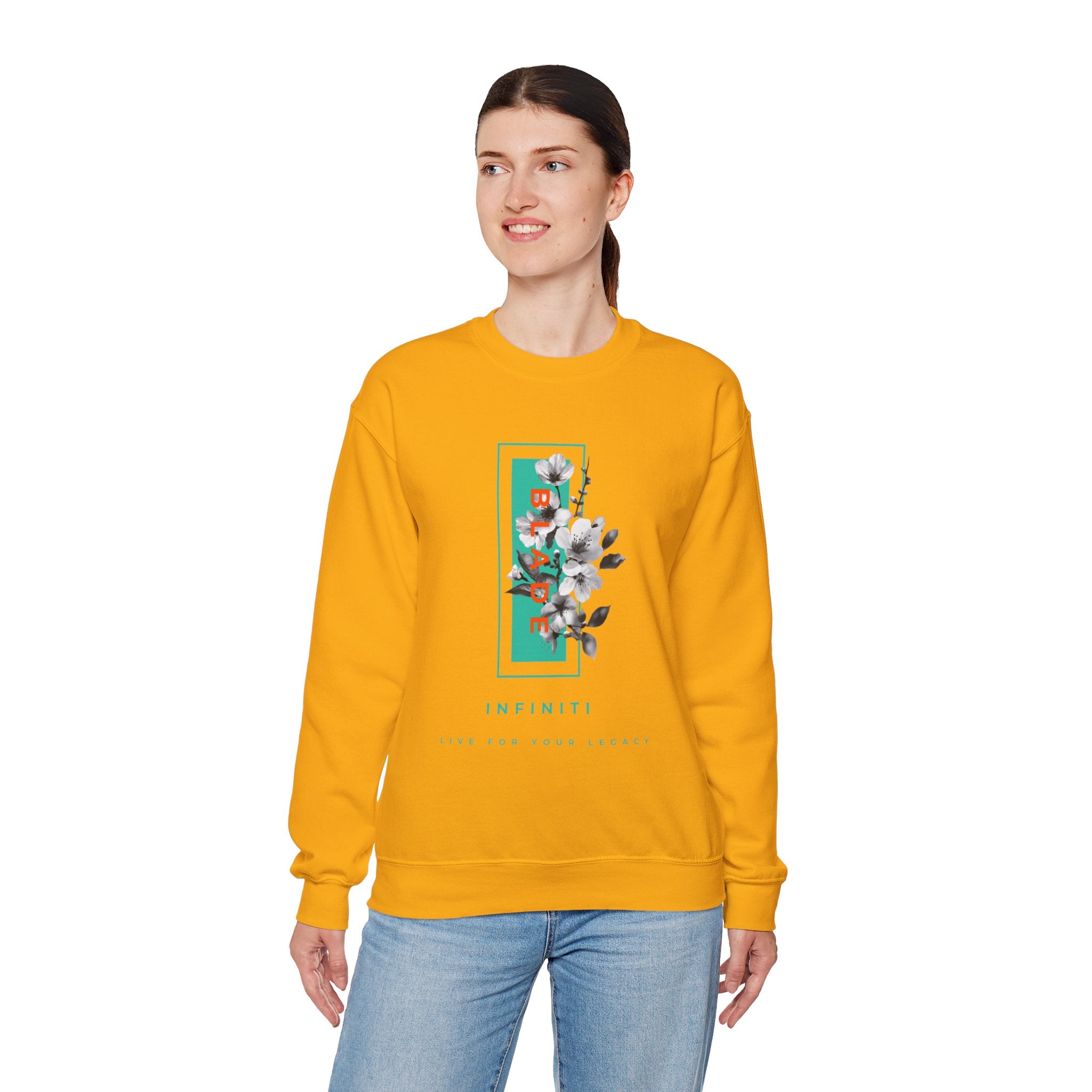 Bloom Bae Teal/Orange Floral Unisex Crewneck Sweater