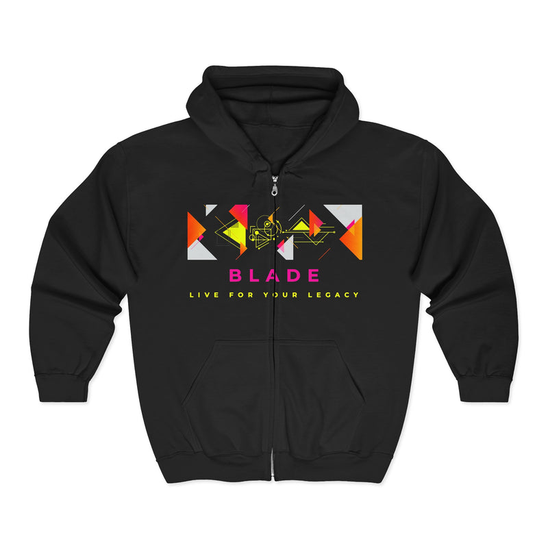 Geometric Odyssey Pink/Green Zip Hoodie