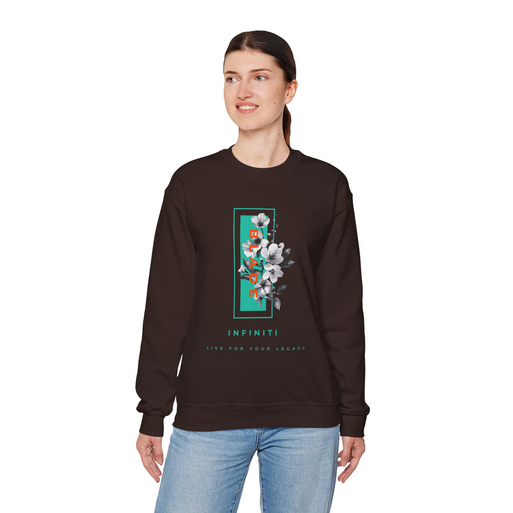 Bloom Bae Teal/Orange Floral Unisex Crewneck Sweater