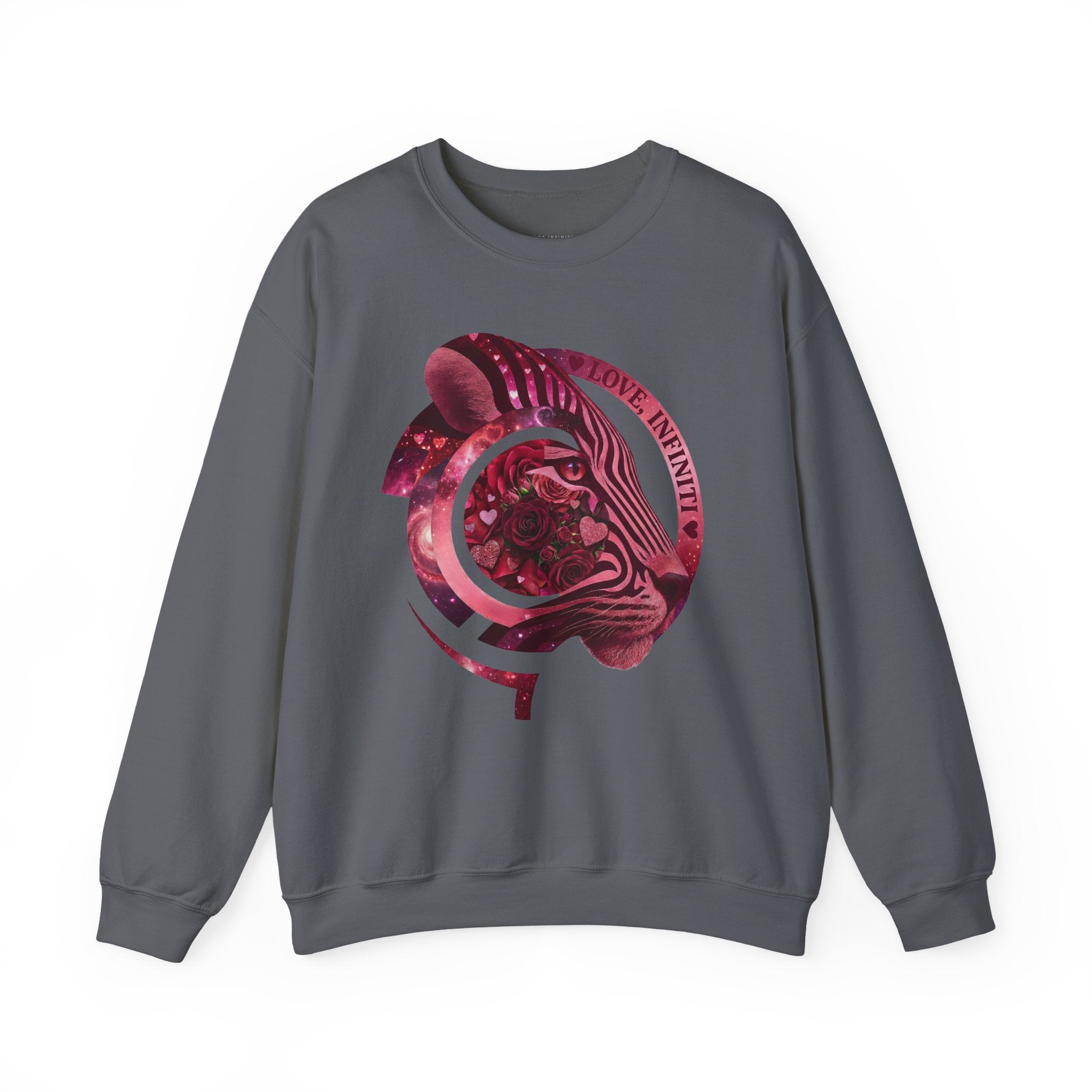 Safari Bloom Tiger Love, Infiniti Unisex Crewneck Sweatshirt/Sweater