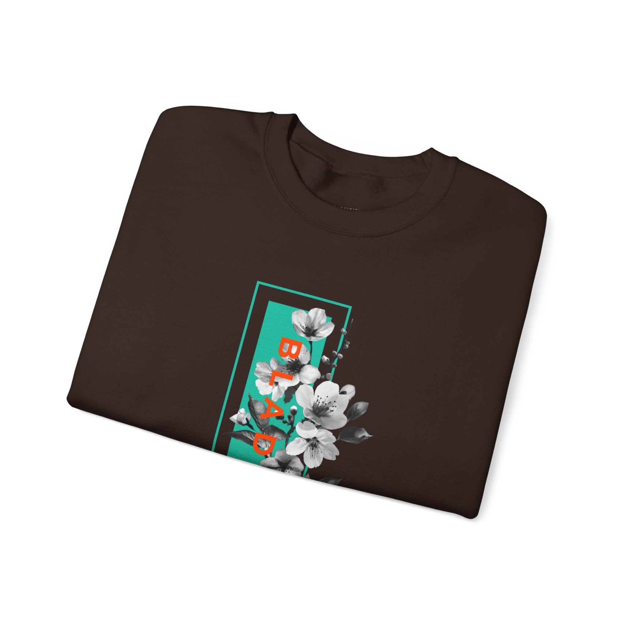 Bloom Bae Teal/Orange Floral Unisex Crewneck Sweater