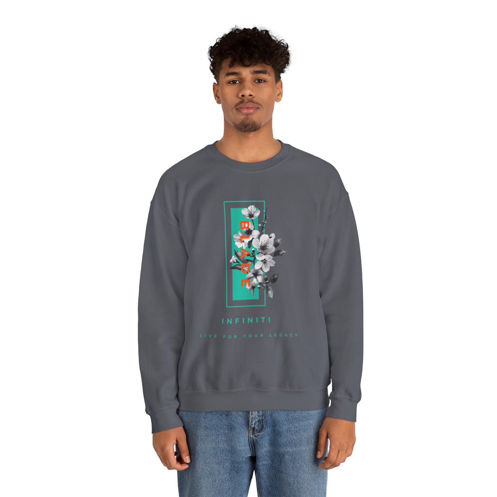 Bloom Bae Teal/Orange Floral Unisex Crewneck Sweater