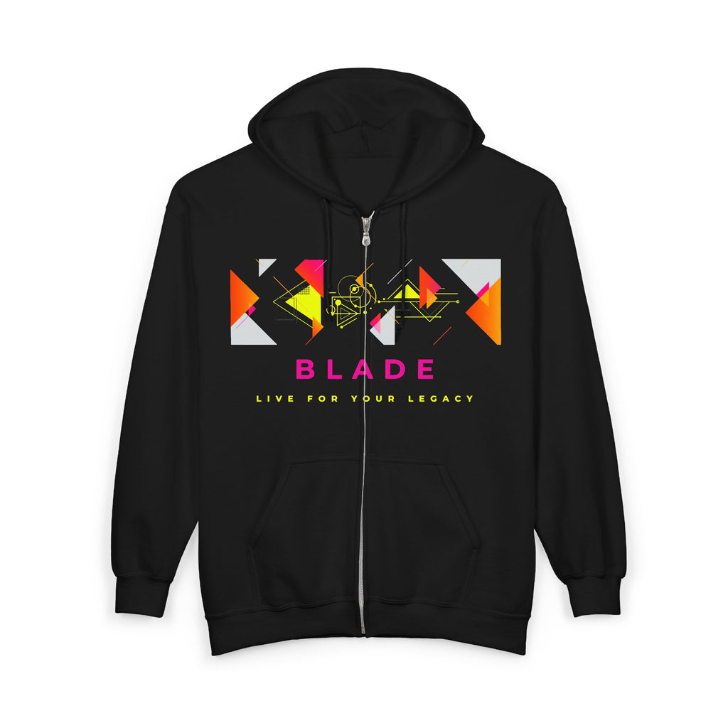 Geometric Odyssey Pink/Green Zip Hoodie