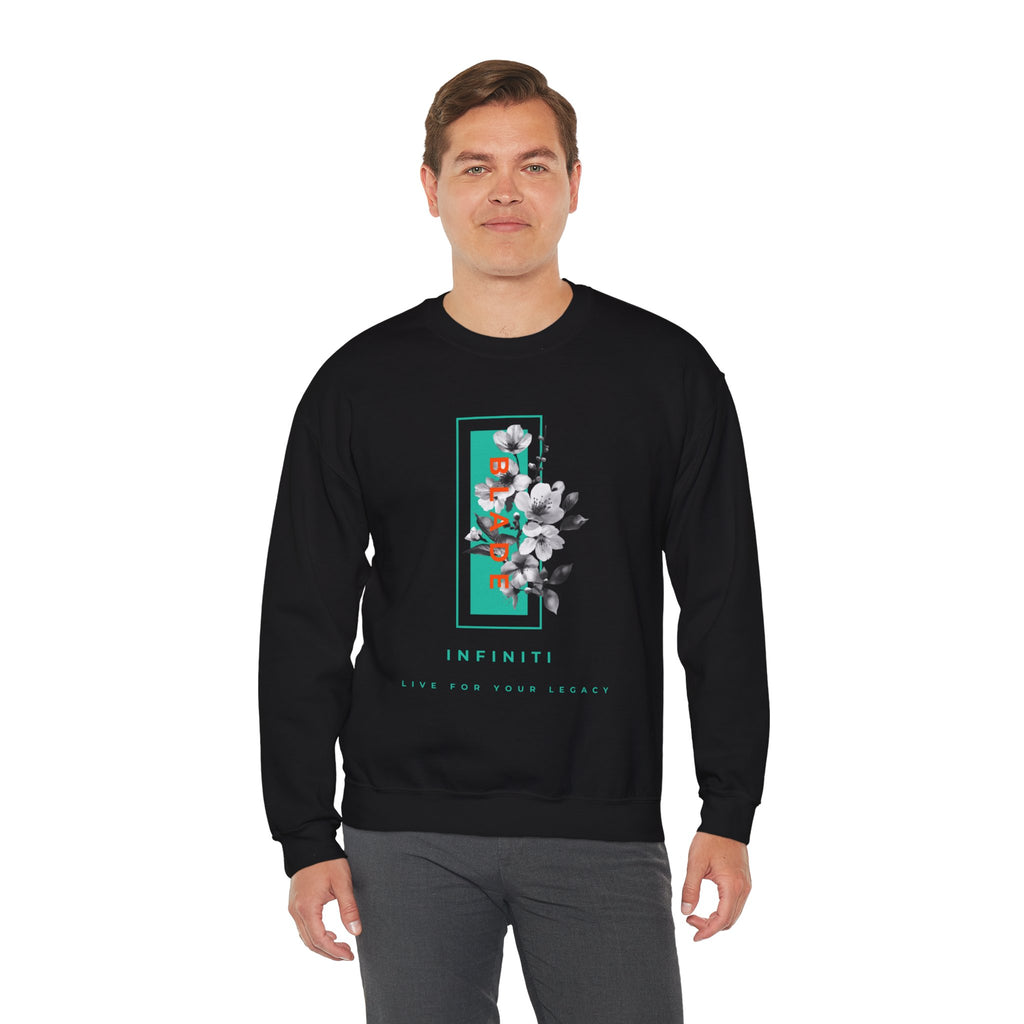Bloom Bae Teal/Orange Floral Unisex Crewneck Sweater
