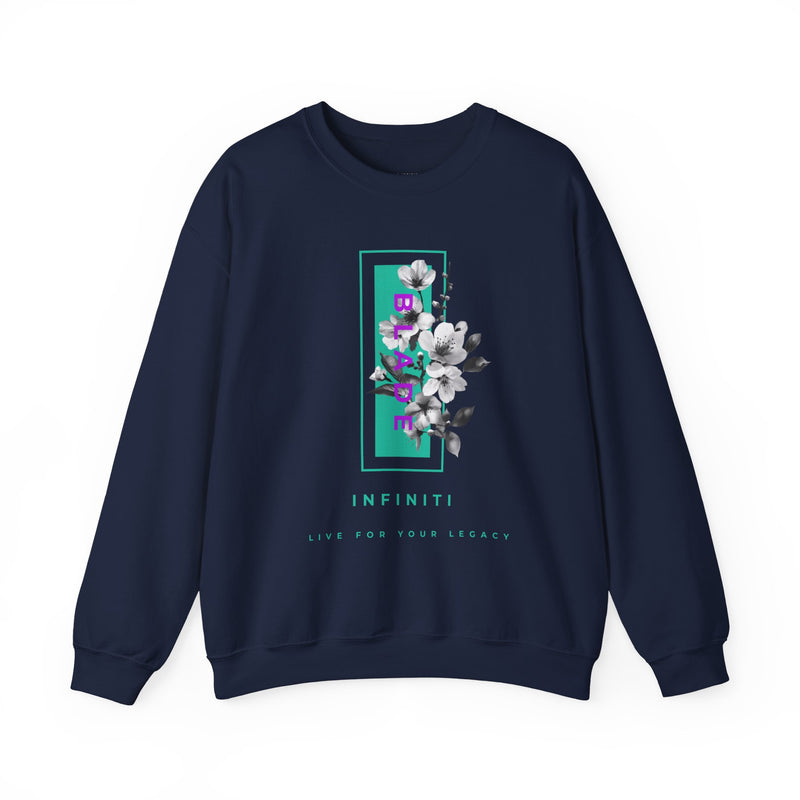 Bloom Bae Teal/Purple Floral Unisex Crewneck Sweater