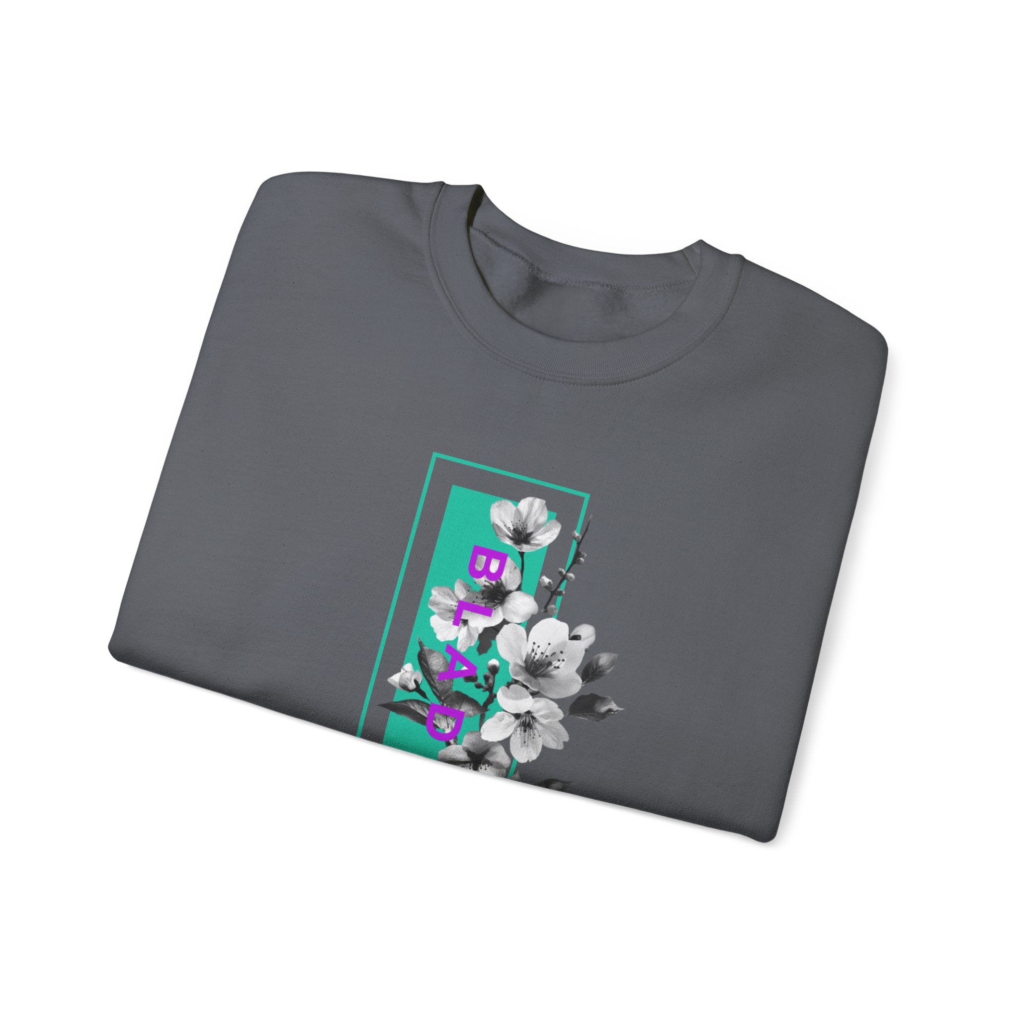 Bloom Bae Teal/Purple Floral Unisex Crewneck Sweater