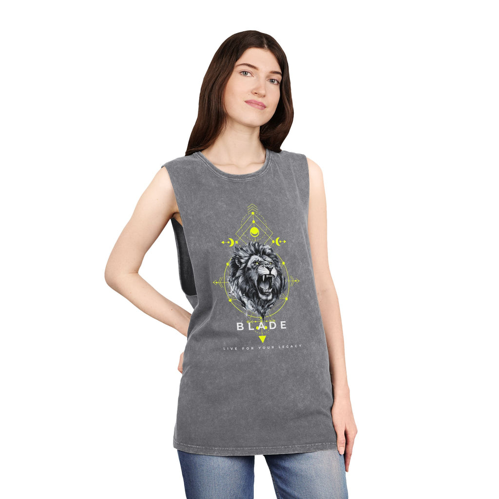 Geometric King White/Neon Green Lion Tank Top