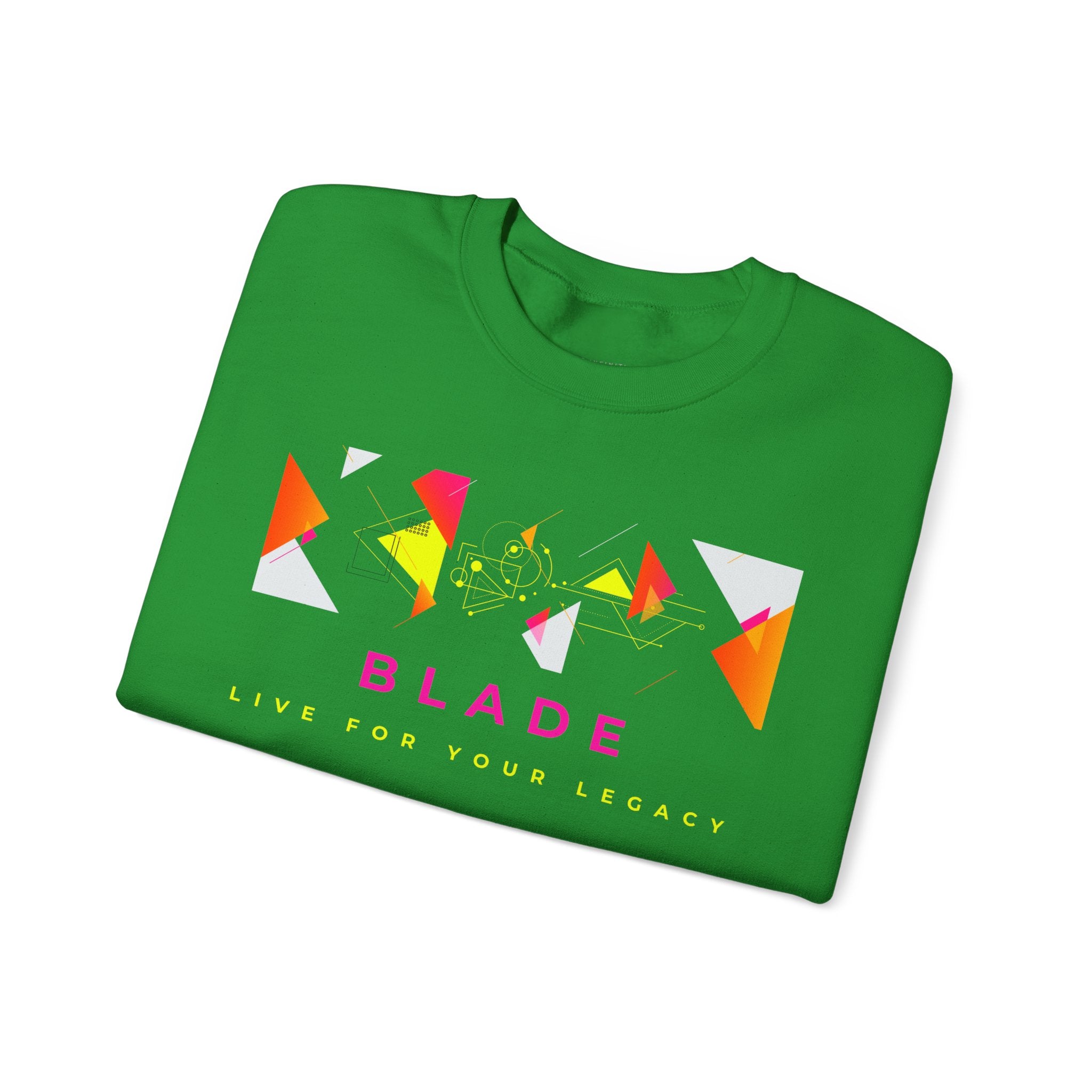Geometric Odyssey Pink/Green Unisex Crewneck Sweater