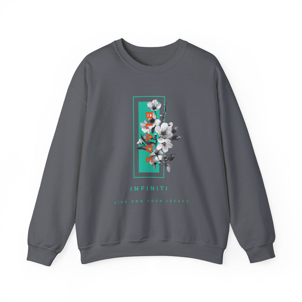 Bloom Bae Teal/Orange Floral Unisex Crewneck Sweater