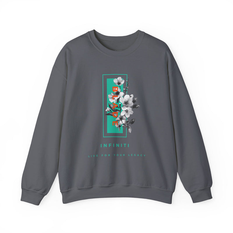 Bloom Bae Teal/Orange Floral Unisex Crewneck Sweater