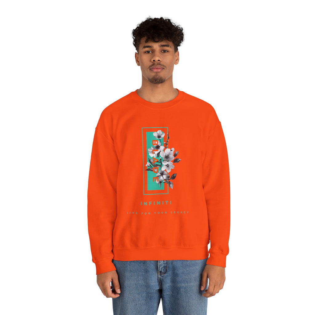 Bloom Bae Teal/Orange Floral Unisex Crewneck Sweater