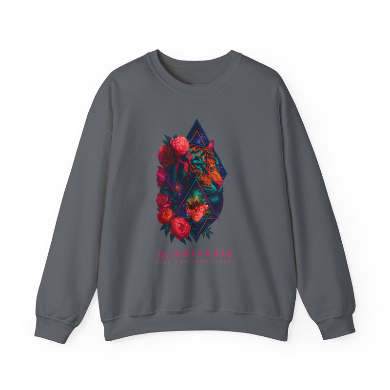Galactic Floral Tiger Unisex Crewneck Sweater