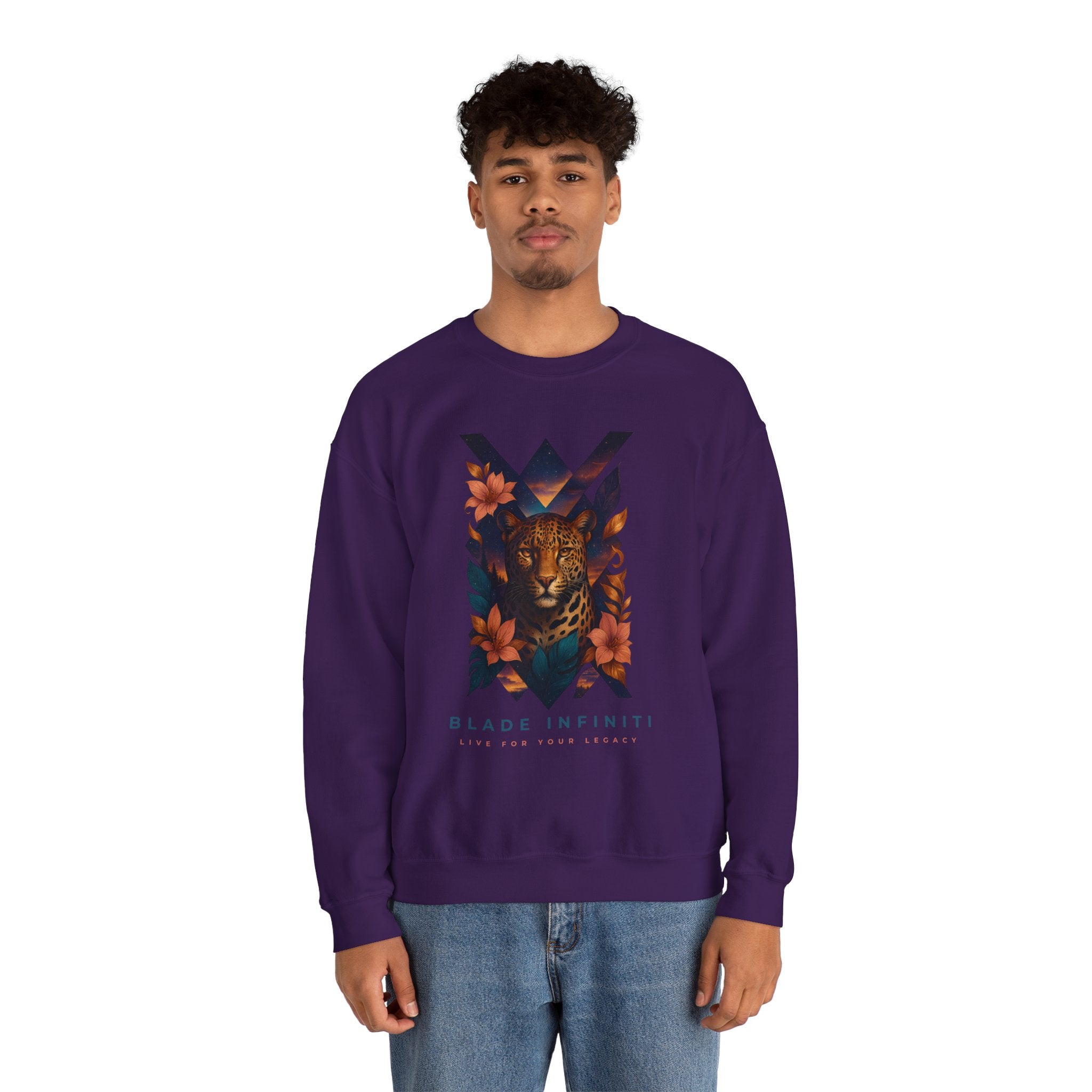 Galactic Jungle Leopard Unisex Crewneck Sweater