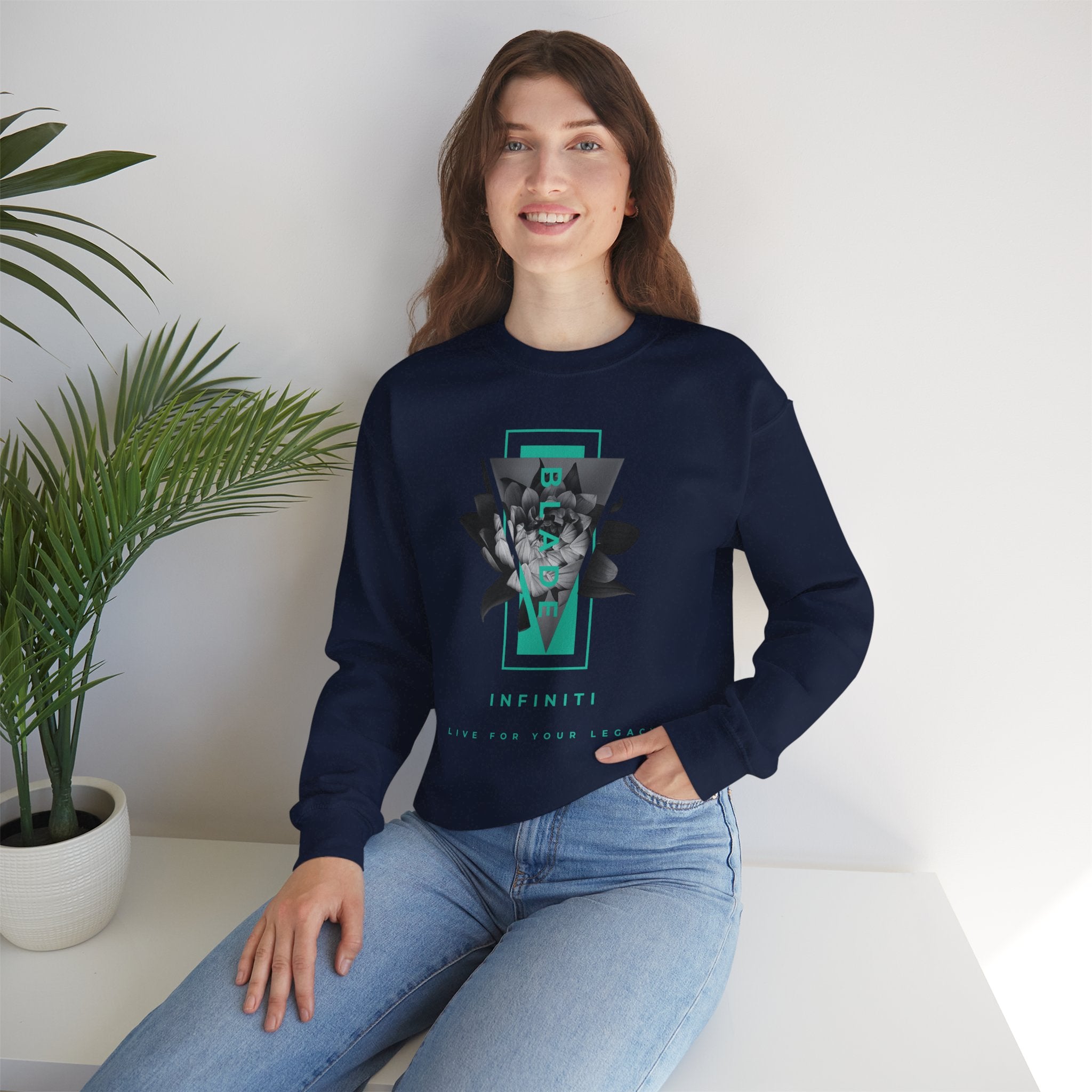 Flora Essence Teal Floral Unisex Crewneck Sweater