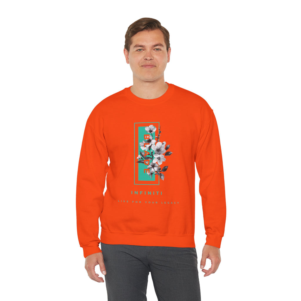 Bloom Bae Teal/Orange Floral Unisex Crewneck Sweater