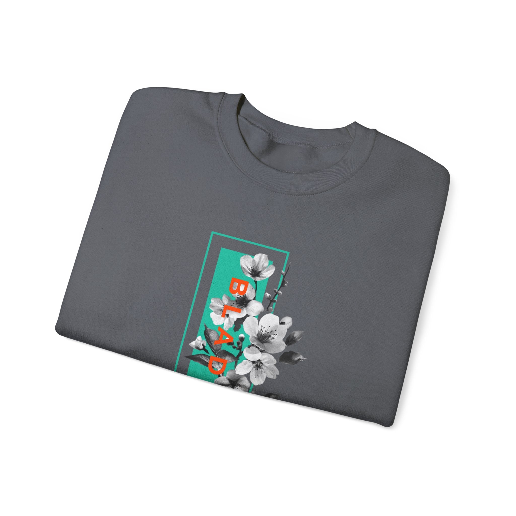 Bloom Bae Teal/Orange Floral Unisex Crewneck Sweater