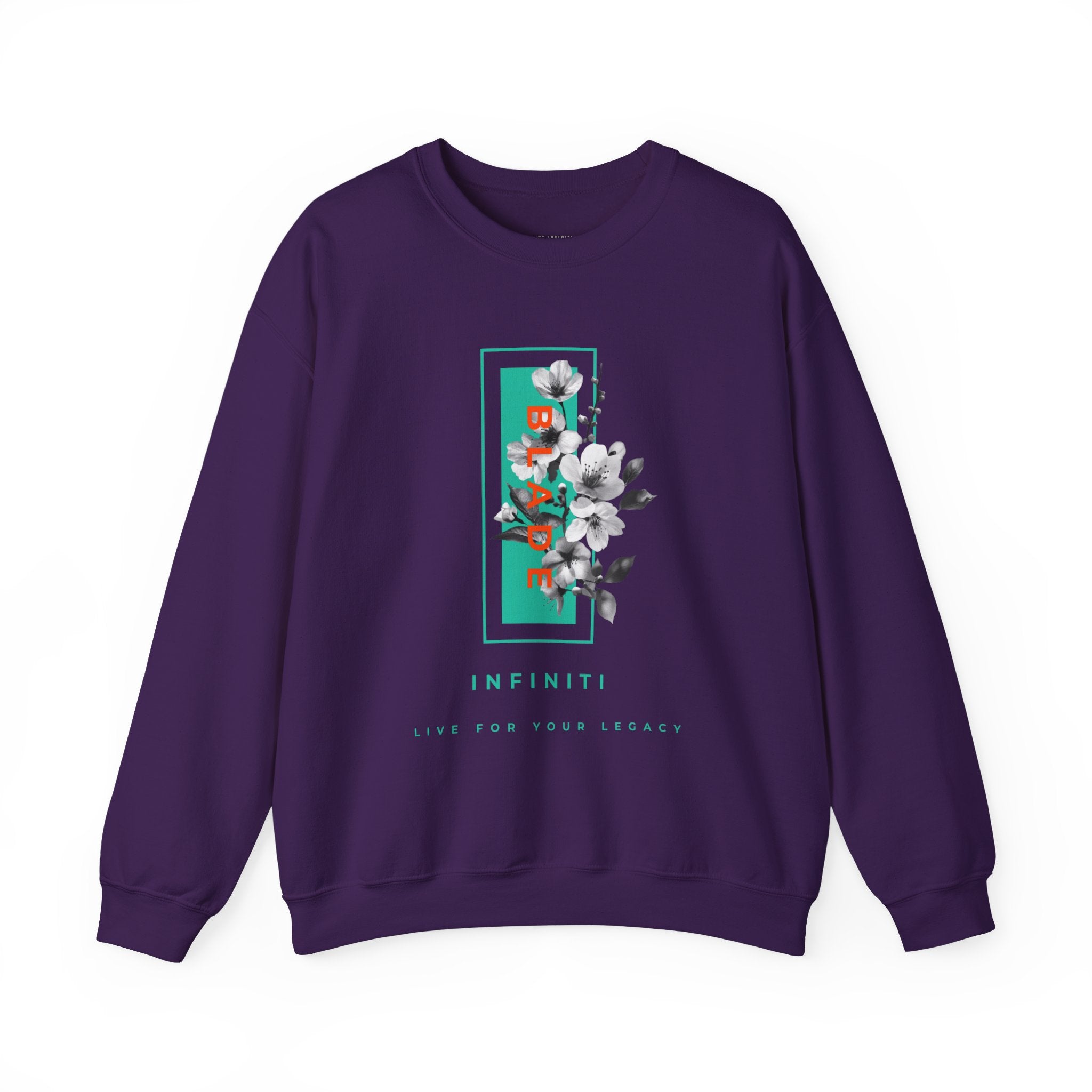 Bloom Bae Teal/Orange Floral Unisex Crewneck Sweater