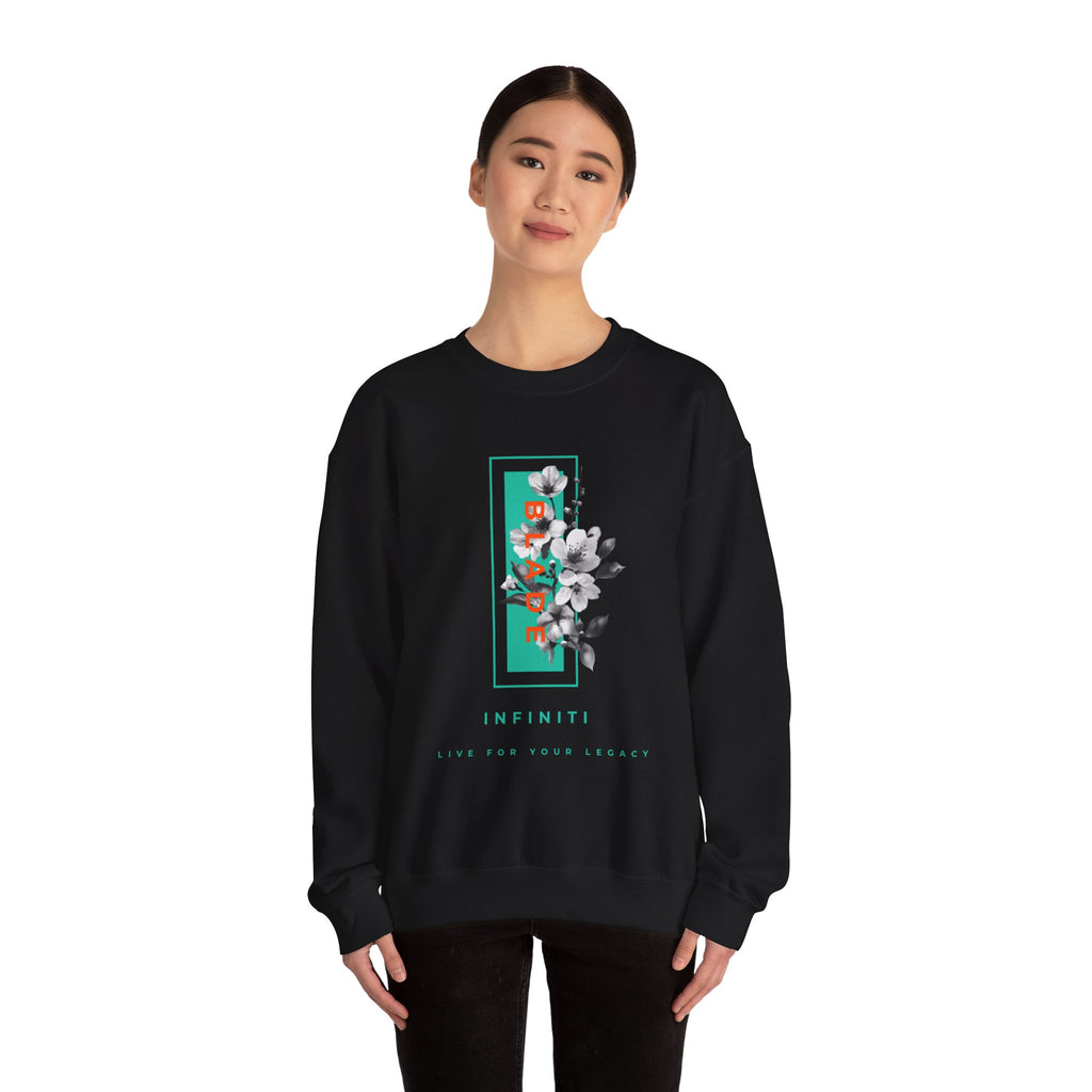 Bloom Bae Teal/Orange Floral Unisex Crewneck Sweater