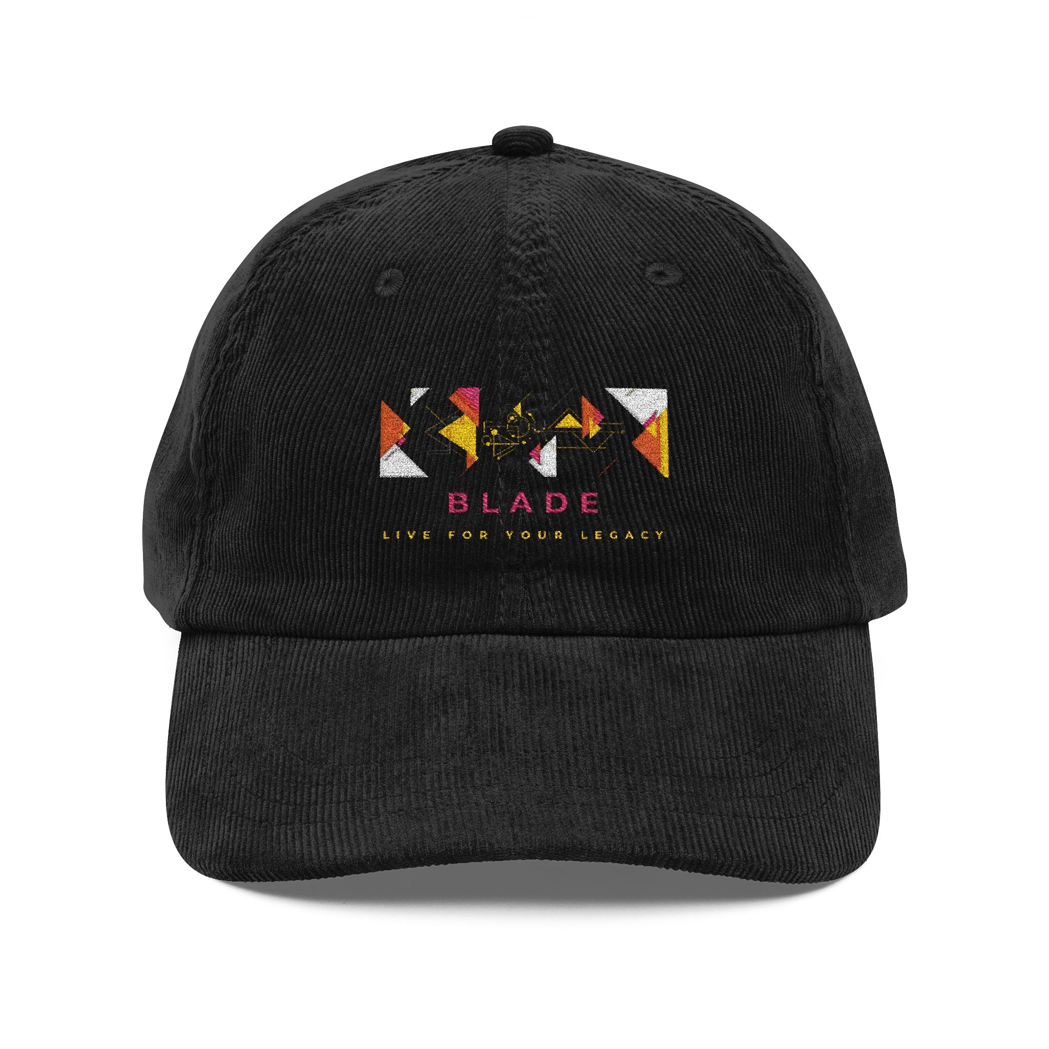 Geometric Odyssey Pink/Green Vintage Corduroy Hat/Cap Embroidery