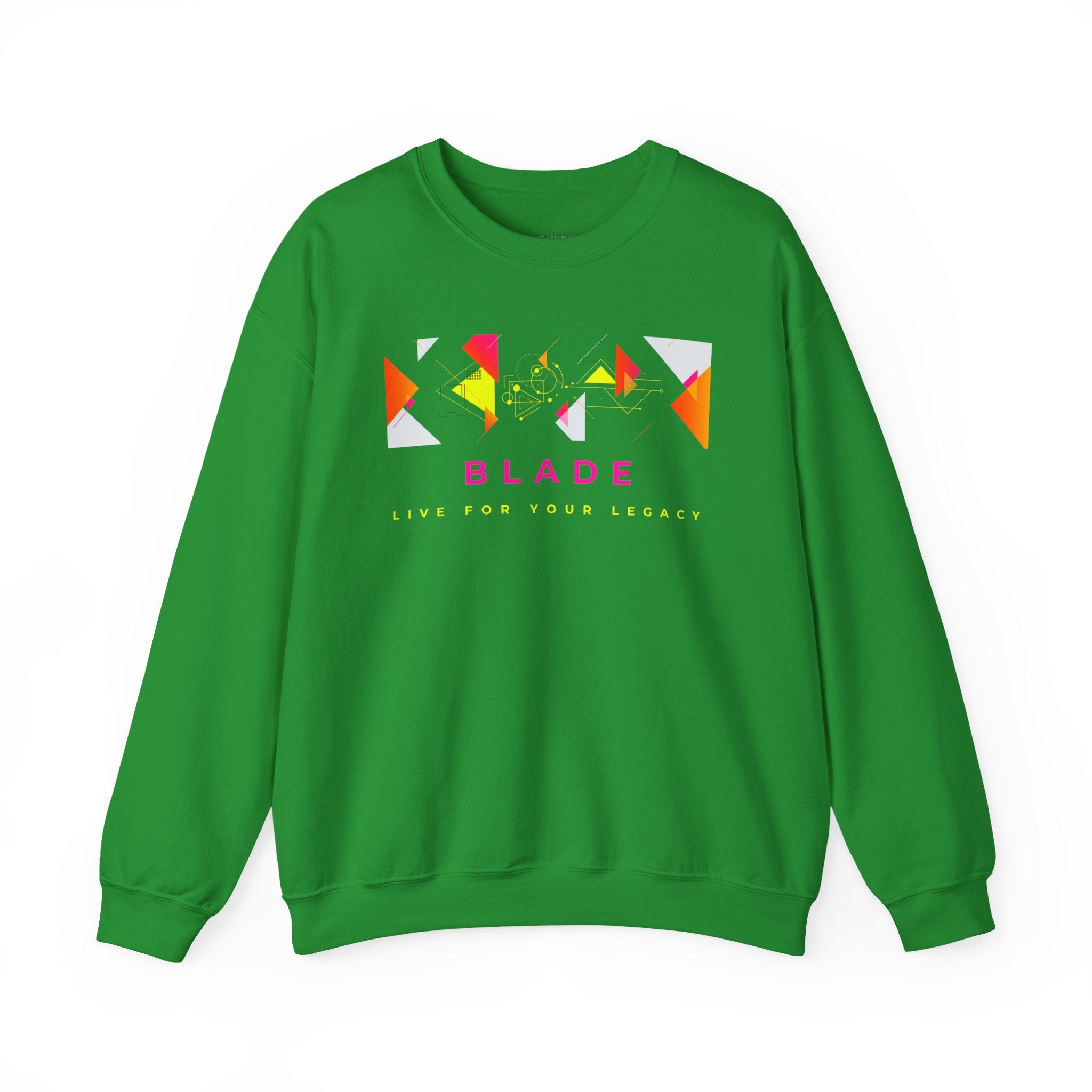 Geometric Odyssey Pink/Green Unisex Crewneck Sweater