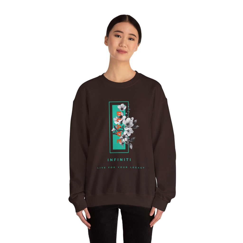 Bloom Bae Teal/Orange Floral Unisex Crewneck Sweater