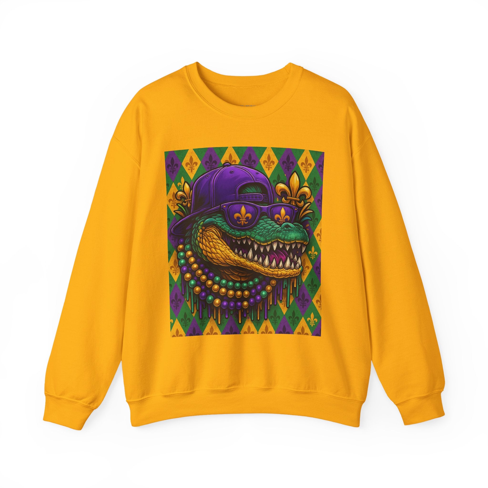 Mardi Gras Croc Unisex Crewneck Sweater