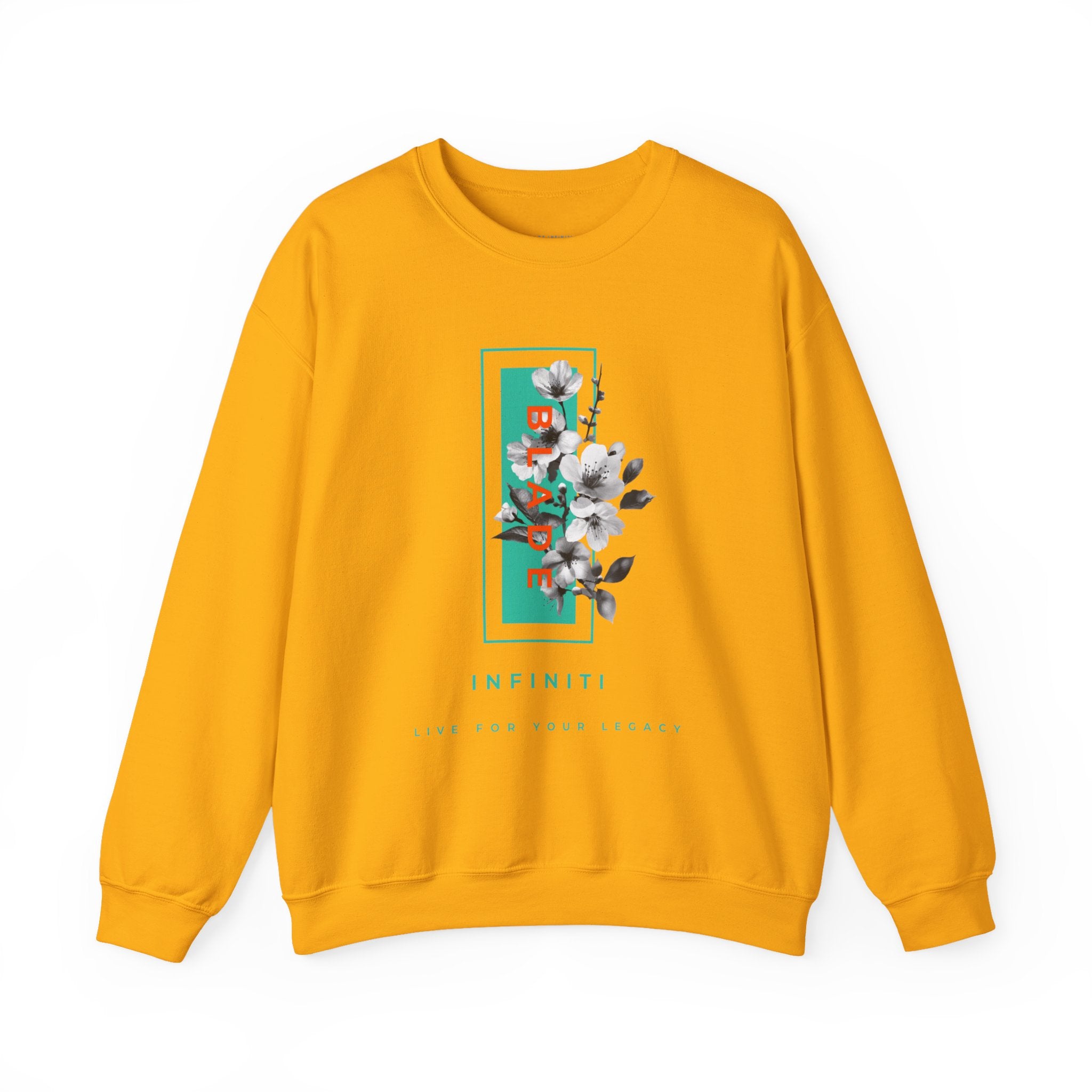 Bloom Bae Teal/Orange Floral Unisex Crewneck Sweater