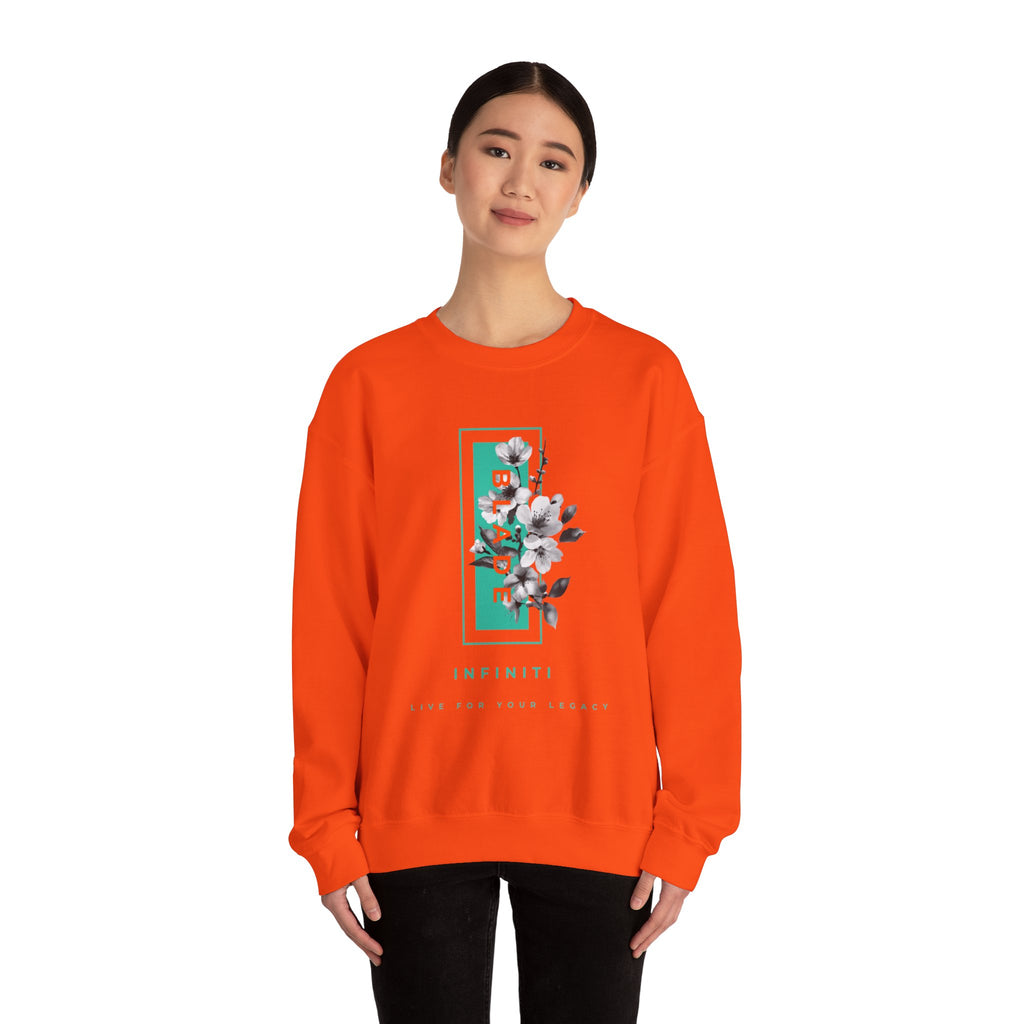 Bloom Bae Teal/Orange Floral Unisex Crewneck Sweater