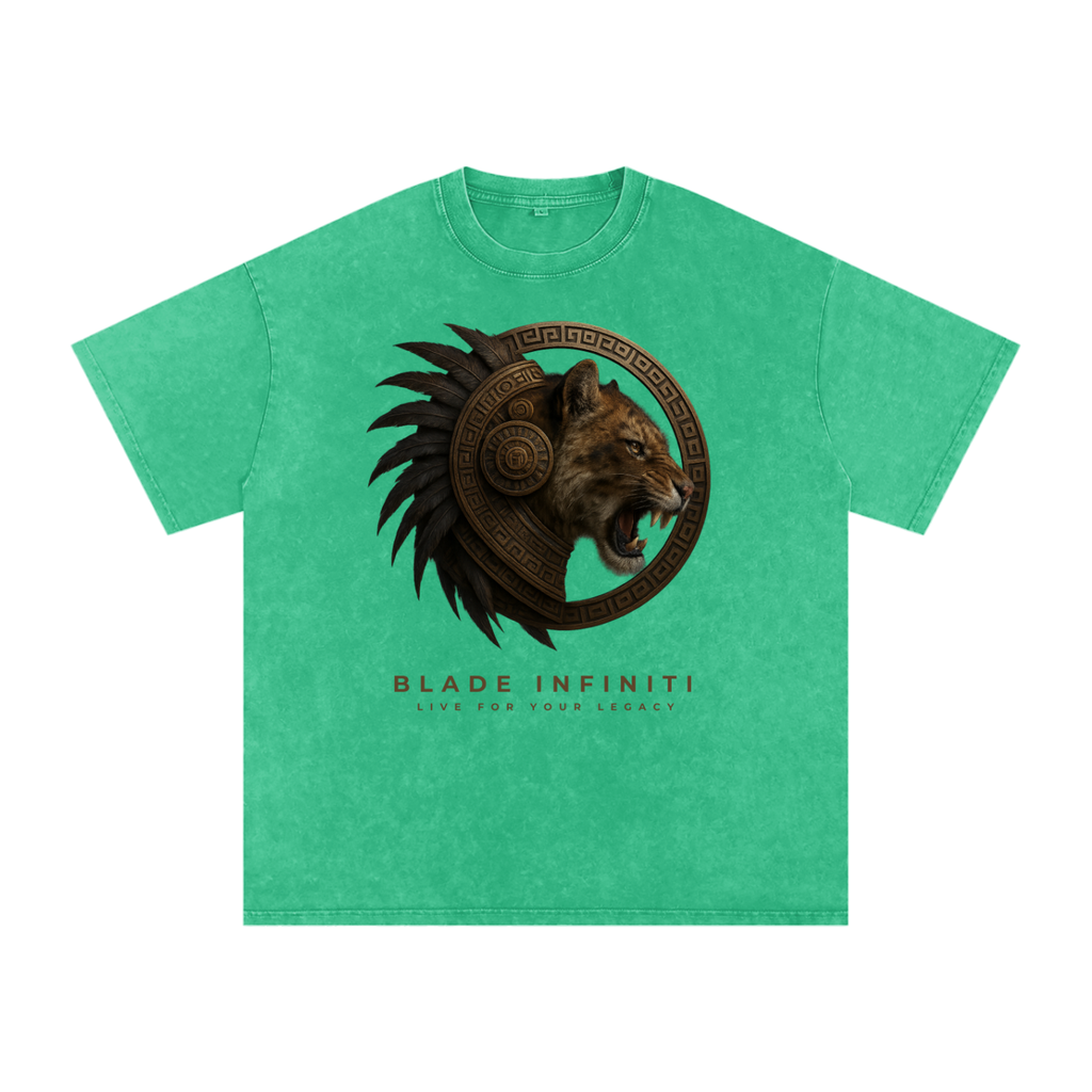 Aztec Tiger Washed Oversized Cotton T-Shirt