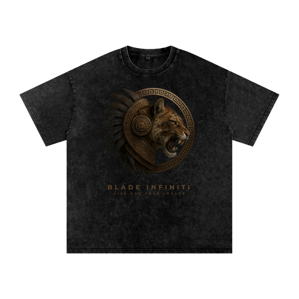 Aztec Tiger Washed Oversized Cotton T-Shirt