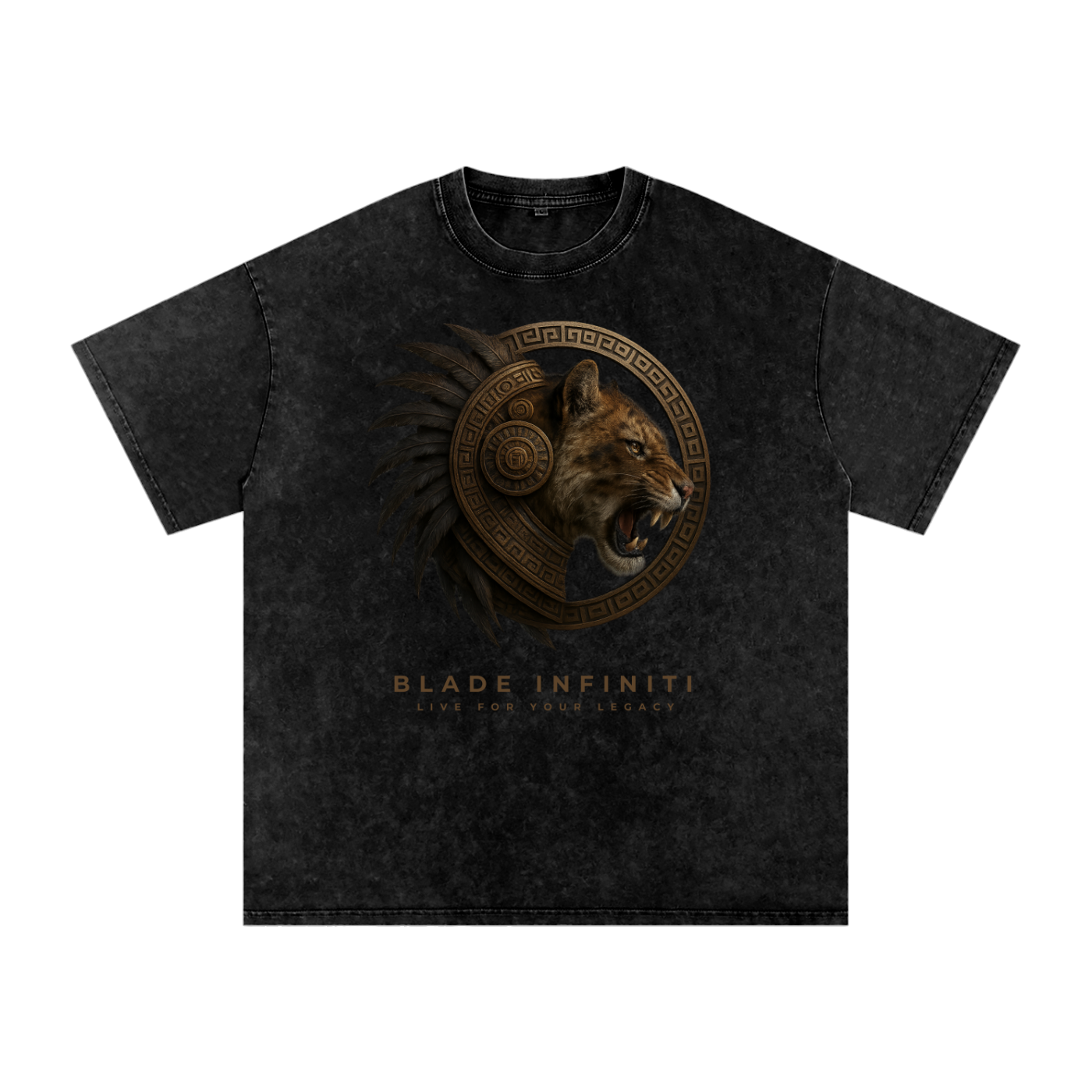 Aztec Tiger Washed Oversized Cotton T-Shirt