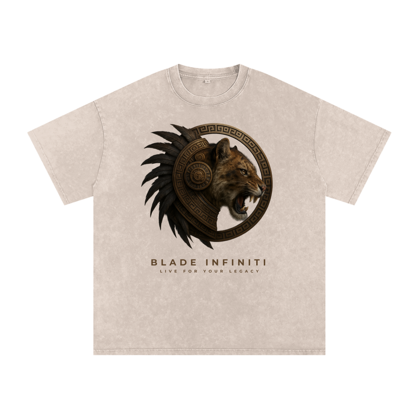 Aztec Tiger Washed Oversized Cotton T-Shirt
