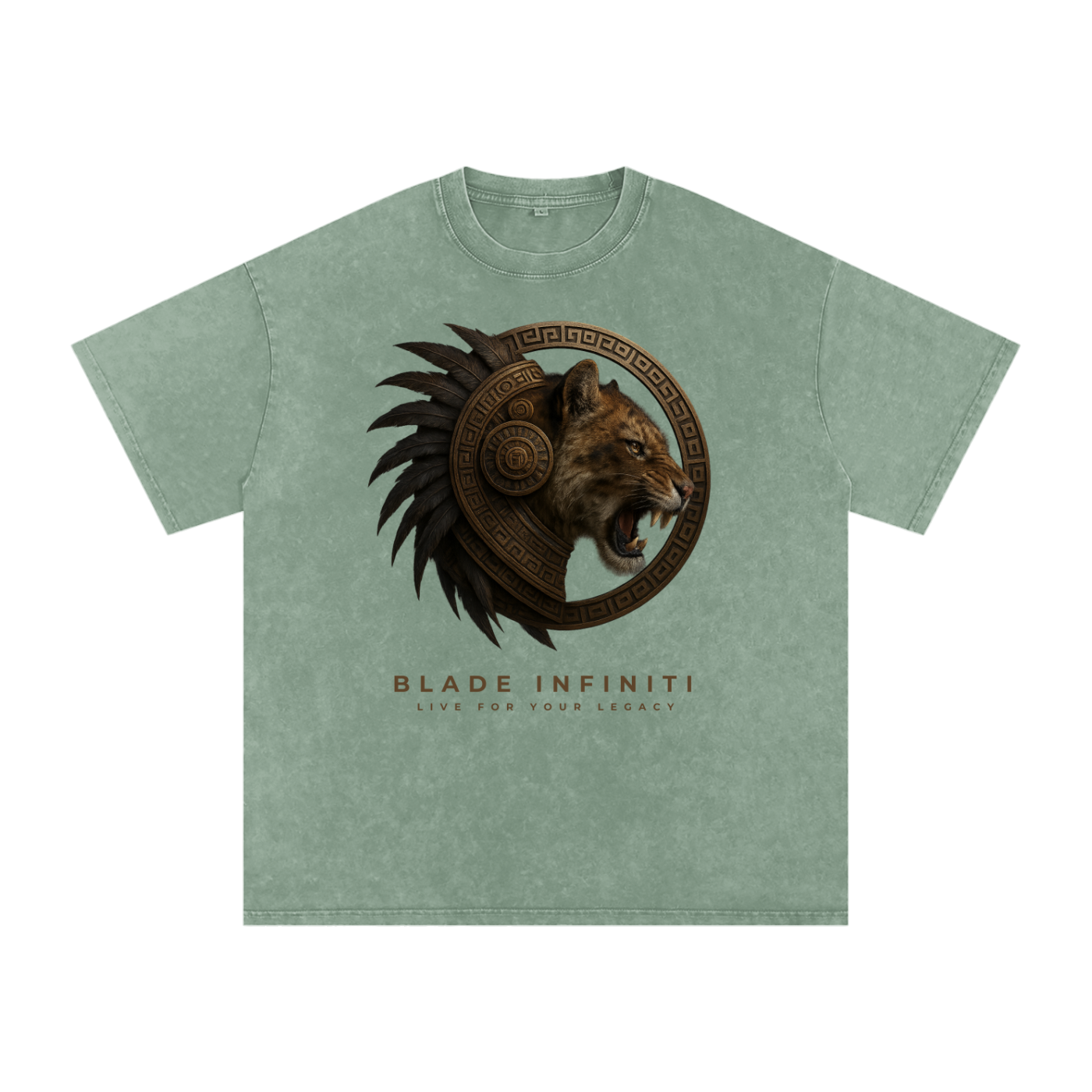 Aztec Tiger Washed Oversized Cotton T-Shirt